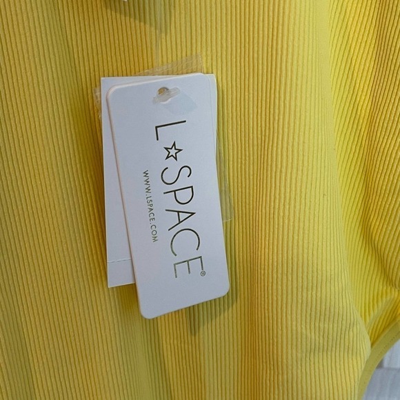 L Space Button-Down Ribbed Float On One Piece Swimsuit Yellow Womens Size XL NWT - Picture 12 of 14